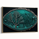 Framed canvas wall art featuring abstract floral designs in vibrant colors, with a gold frame accentuating its elegance, ideal for modern decor.