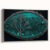 Framed canvas wall art showcasing an abstract floral design in vibrant colors, featuring a sleek silver frame and a side view to highlight its depth and elegance. Perfect for home decor.