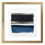Minimalist Abstract Wall Art – Navy, Gray & Gold Geometric Brushstrokes