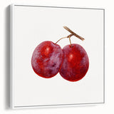 Vintage poster art of colorful fruits on a large framed canvas, suitable for living room decor.