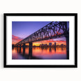 Black landscape bridge frame with a mat, showcasing a modern design ideal for home decor, highlighting its sleek lines and elegant finish in a front view.