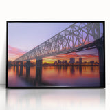Framed acrylic artwork showcasing a stunning landscape bridge scene with vibrant colors and intricate details, perfect for enhancing modern home decor.