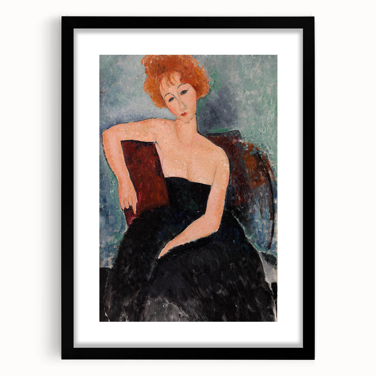 Modern Wall Art - Elegant Redheaded Woman in Evening Dress - Art Print