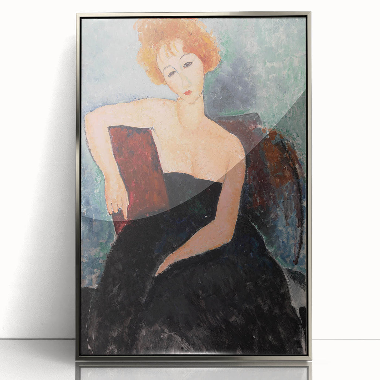 Modern Wall Art - Elegant Redheaded Woman in Evening Dress - Art Print