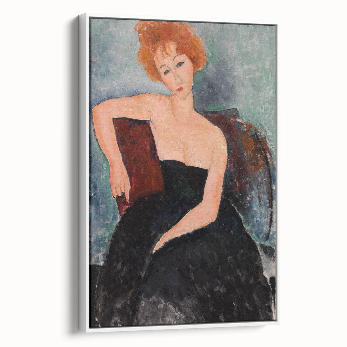 Modern Wall Art - Elegant Redheaded Woman in Evening Dress - Art Print