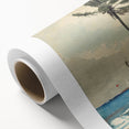 Realism Art Print of Tropical Landscape with Palm Trees and Ocean View
