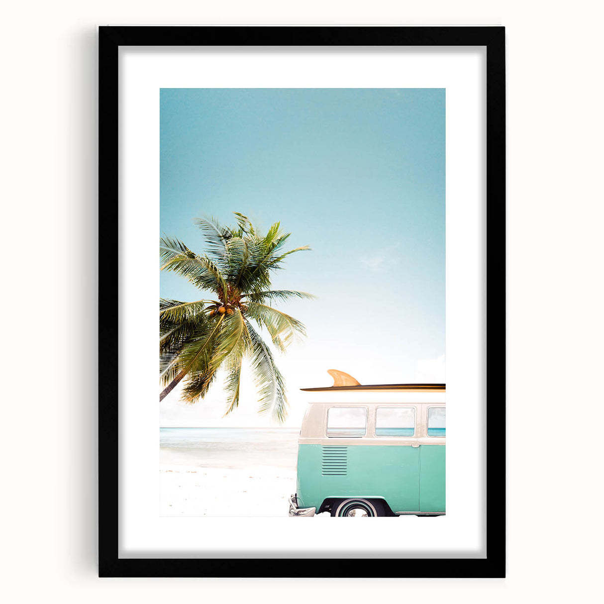 Extra large abstract art print featuring a colorful, textured depiction of summer, in a black frame.