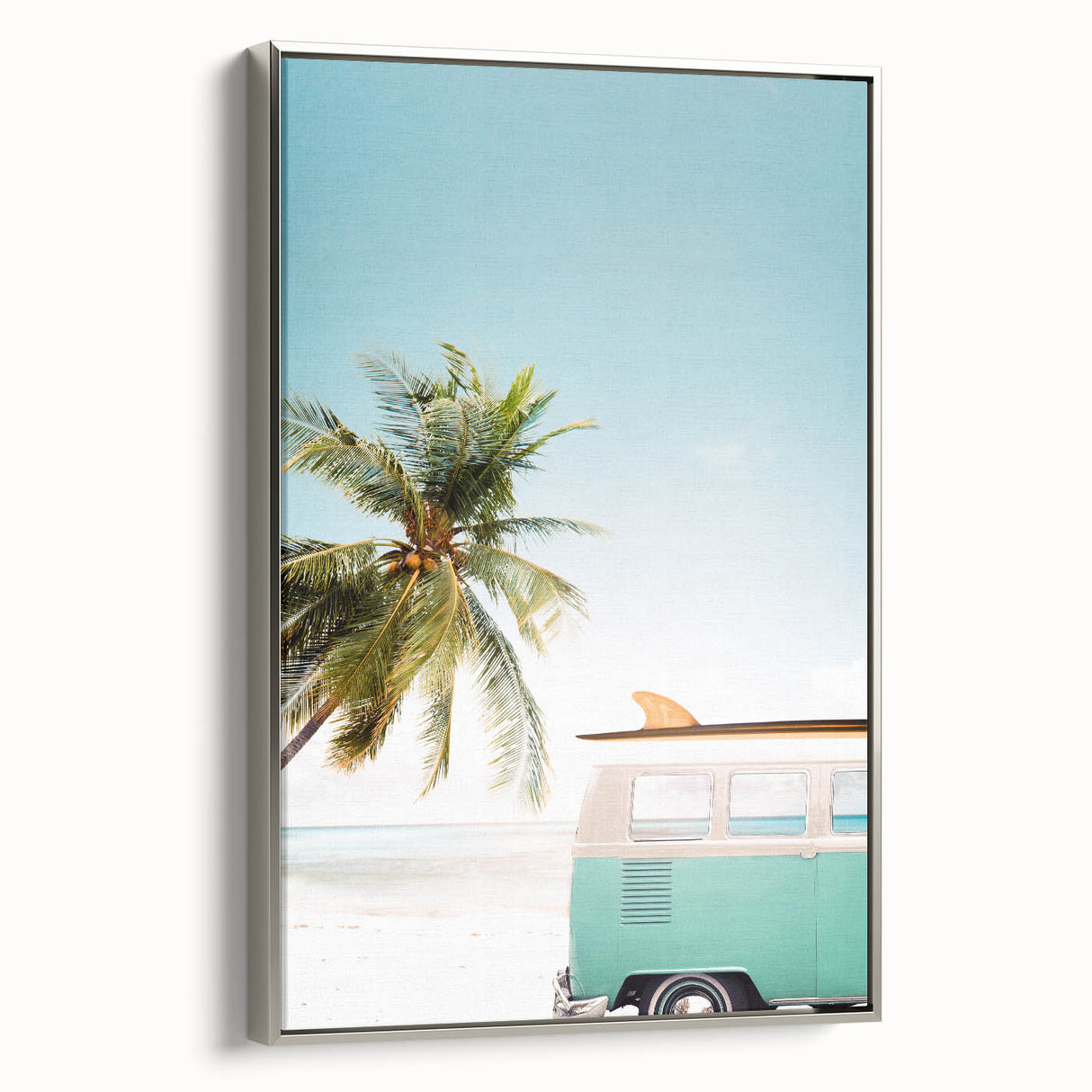 Framed canvas featuring a vintage landscape art painting with vibrant summer colors, ideal for living room decor.