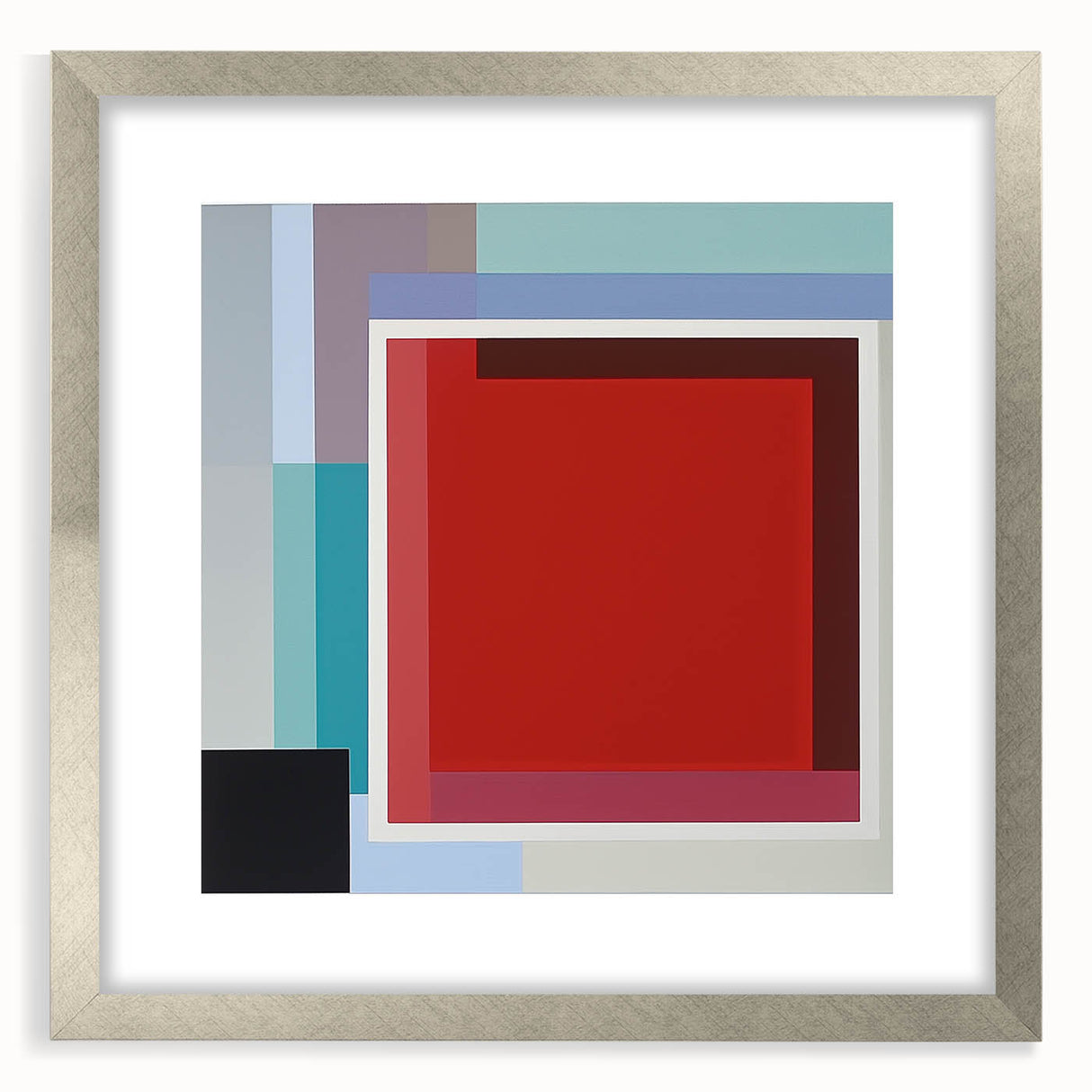 Modern Geometric Living Room Wall Art – Red & Blue Abstract Canvas