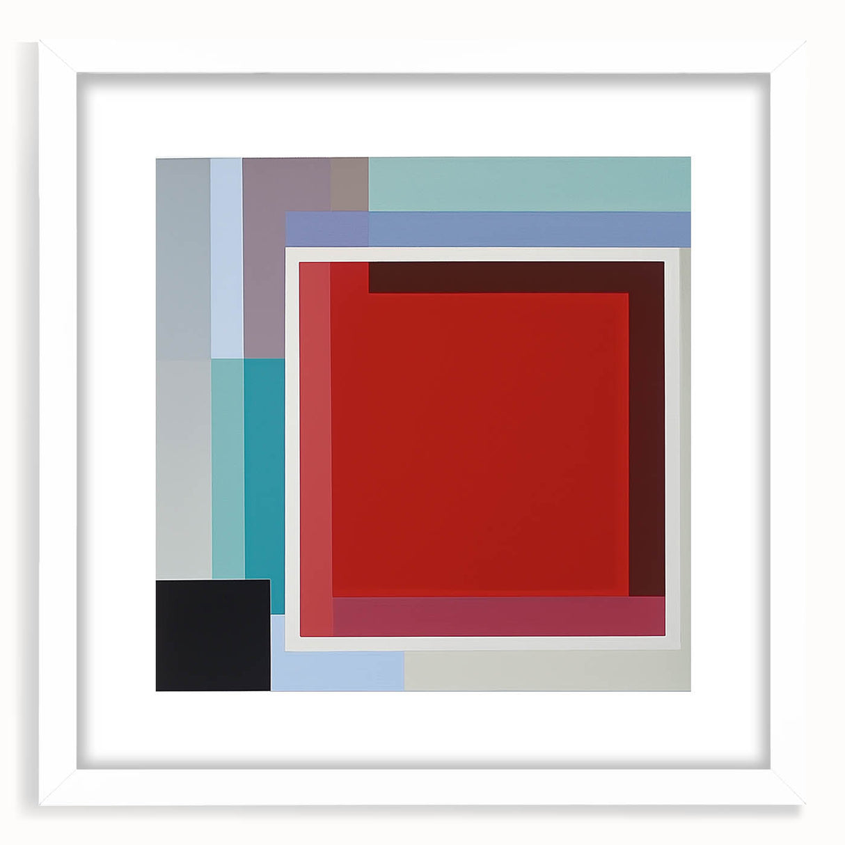 Modern Geometric Living Room Wall Art – Red & Blue Abstract Canvas