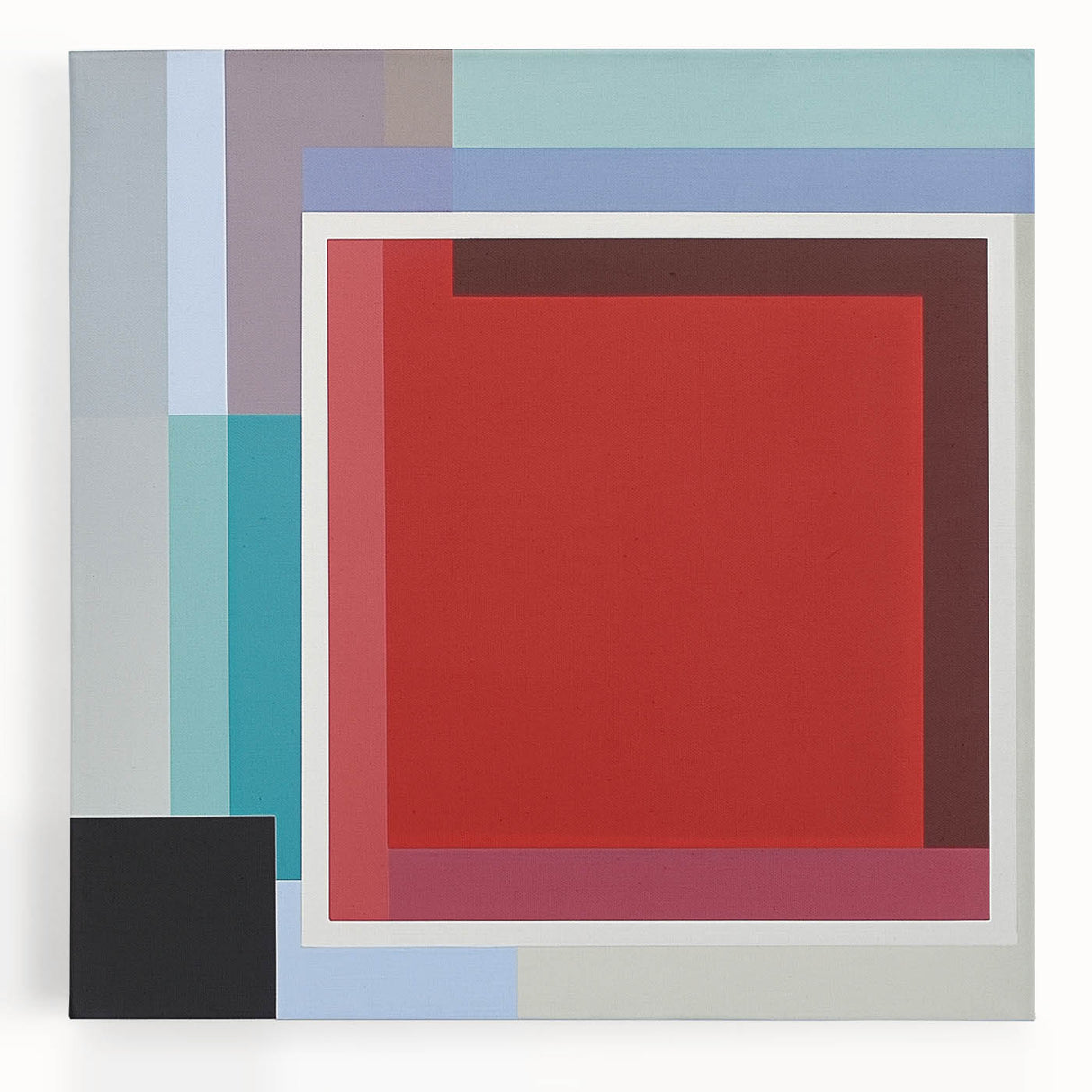 Modern Geometric Living Room Wall Art – Red & Blue Abstract Canvas