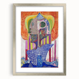 Abstract figurative frame in silver with a mat, showcasing a modern design that enhances artistic decor. Ideal for contemporary interiors, this frame adds elegance.