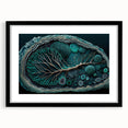 Abstract floral wall art framed in black with a mat, showcasing vibrant colors and intricate designs, perfect for modern home decor or office enhancement.