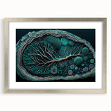 Abstract floral wall art framed in silver, showcasing vibrant colors and intricate patterns. The design features a modern aesthetic ideal for home decor.
