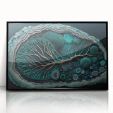 Framed black acrylic wall art featuring an abstract floral design with vibrant colors and intricate details, perfect for modern decor and artistic spaces.