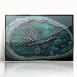 Framed abstract floral wall art featuring vibrant colors and intricate designs, set in a sleek silver acrylic frame, ideal for modern home decor.