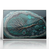 Framed abstract floral wall art in white acrylic, showcasing vibrant colors and intricate designs, perfect for modern home decor and enhancing interior aesthetics.