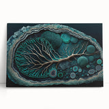 Abstract floral wall art on stretched canvas, showcasing vibrant colors and intricate patterns, ideal for modern home decor. This piece leans elegantly against a neutral background, enhancing any interior space with its artistic flair.