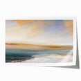 Abstract landscape wall art print showcasing vibrant blues and earthy tones, elegantly rolled for easy display, ideal for modern home decor or art enthusiasts.