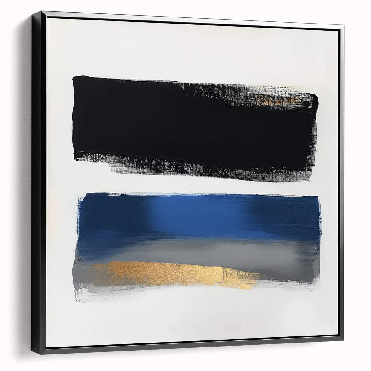 Geometric Abstract Wall Decor – Royal Blue and Gold Brushstroke Art