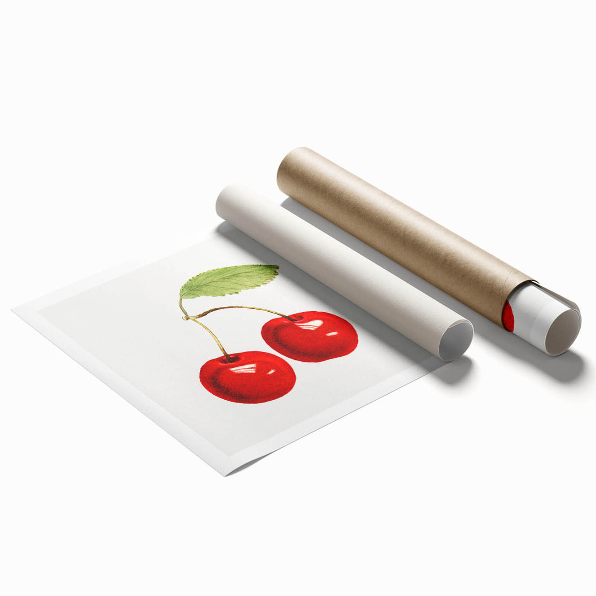 Extra large rolled print featuring an array of vibrant fruits in a minimalist style.