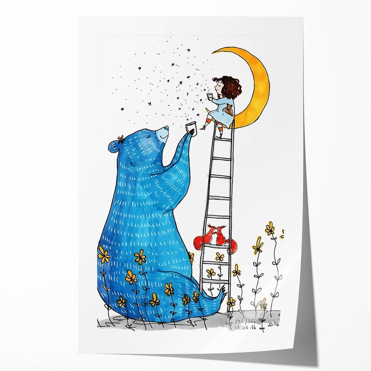 Moonlight Bear - Boys Room Wall Art Kids Wall Art Prints