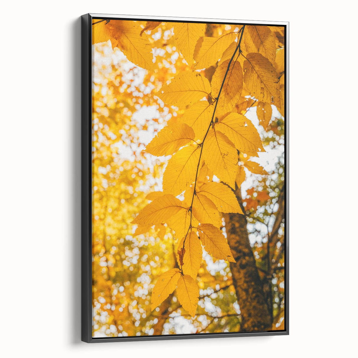 Black and white vintage poster art of a fall landscape on framed canvas, suited for bedroom wall decor.
