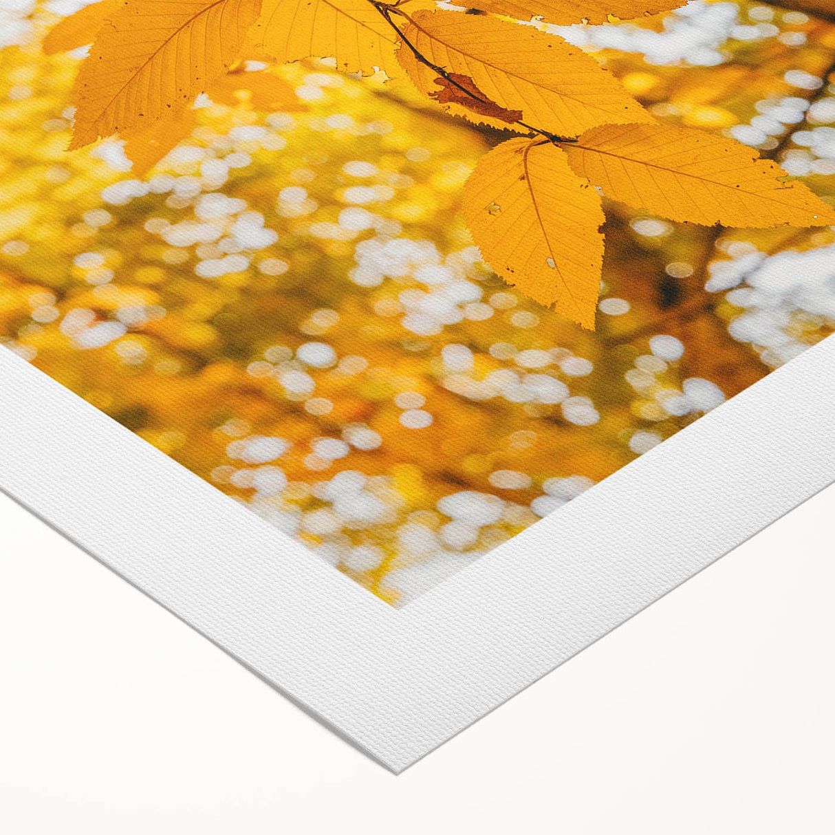 Art deco poster featuring a stylized fall landscape in orange and brown tones on rolled canvas.