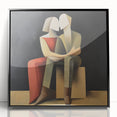Framed acrylic artwork featuring an abstract figurative design with black tones, showcasing modern artistic expression. Perfect for contemporary home decor.