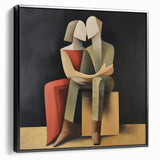 Abstract figurative framed canvas artwork showcasing a striking black design, elegantly displayed from a side view, perfect for modern home decor.
