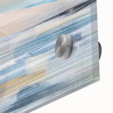 Close-up of abstract landscape wall art print on acrylic glass, showcasing vibrant colors and intricate details, perfect for modern home decor.
