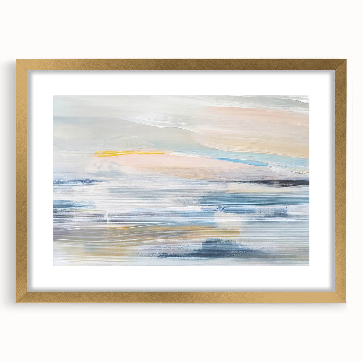Abstract landscape wall art framed in gold, showcasing vibrant colors and intricate patterns, perfect for modern home decor. Adds elegance to any space.