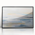 Framed abstract landscape wall art featuring vibrant colors and dynamic shapes, set in a sleek black frame, ideal for modern home decor accents.