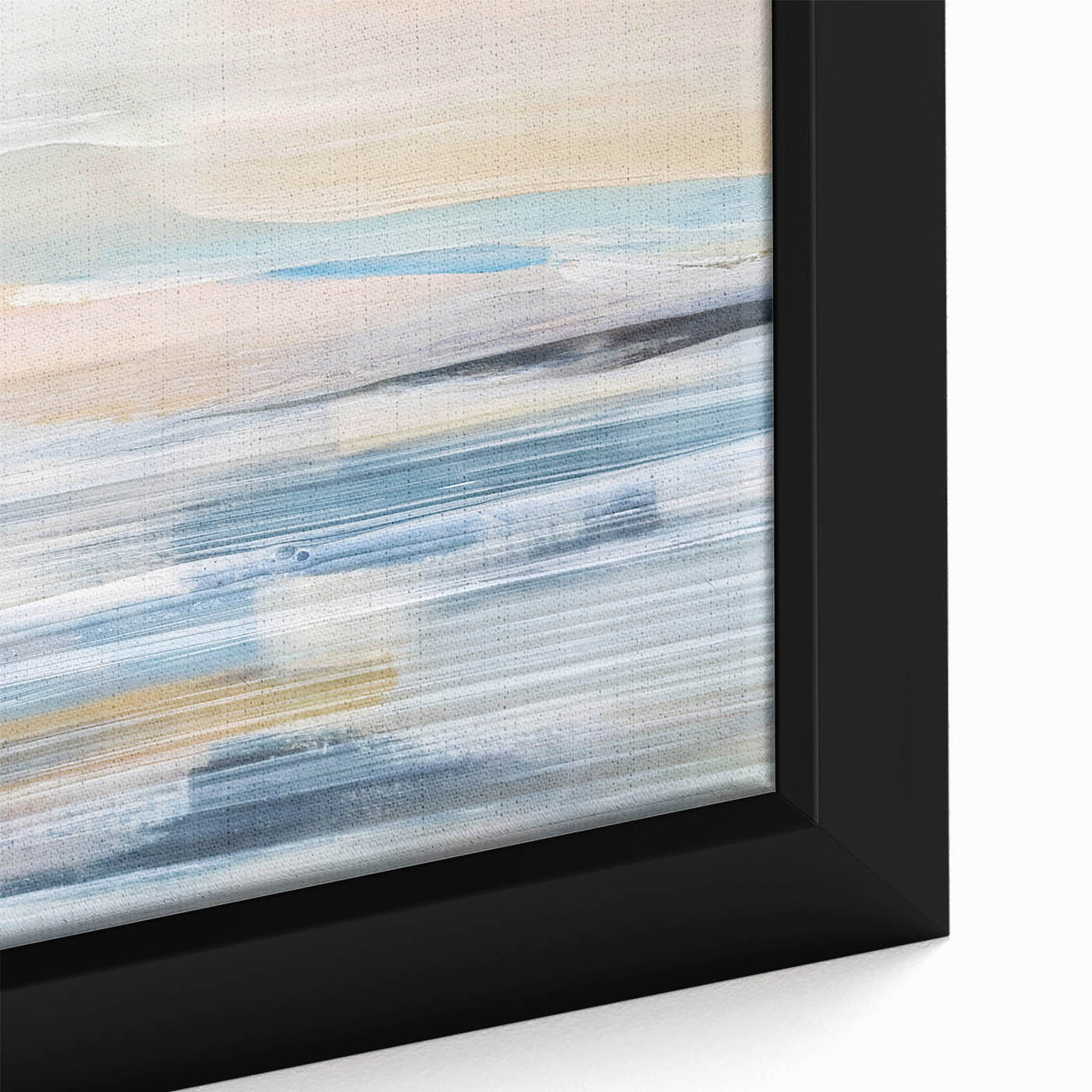 Close-up of a vibrant abstract landscape wall art piece, featuring bold colors and dynamic brush strokes, elegantly framed for modern decor enhancement.