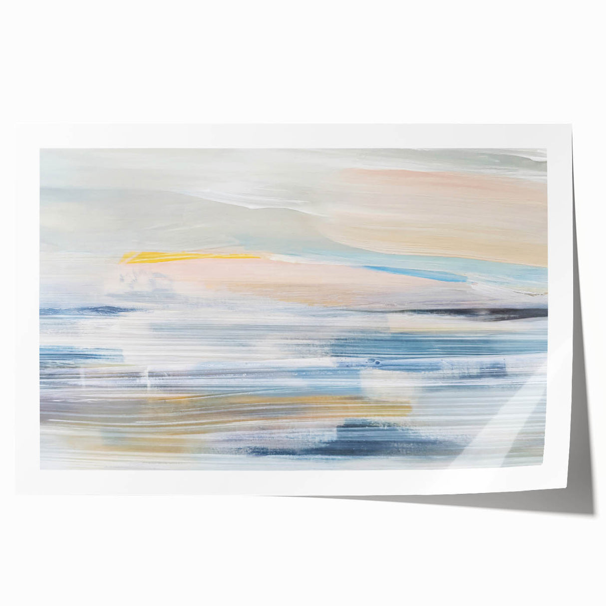 Abstract landscape wall art print showcasing vibrant colors and fluid shapes, rolled and ready for framing, perfect for modern home decor accents.