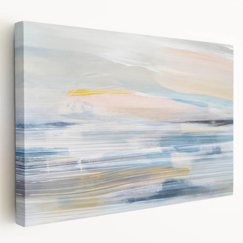 Vibrant abstract landscape wall art printed on stretched canvas, showcasing dynamic colors and textures, ideal for modern home decor and art enthusiasts.