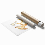 Extra large rolled print featuring a floral design in muted pastel shades, ideal for classy bathroom wall art.