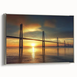 Framed canvas artwork of a landscape bridge with silver accents, showcasing intricate details and vibrant colors, ideal for home decor and art enthusiasts.