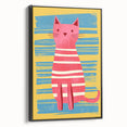 Striped Cat Illustration Print - Kids Room Art Prints