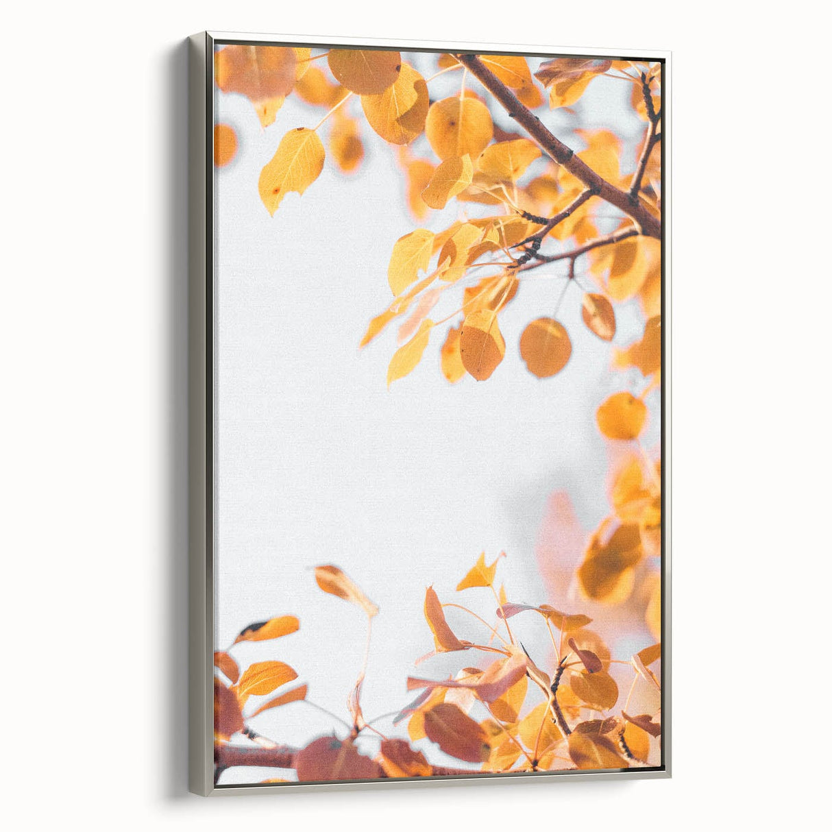 Framed canvas landscape art painting depicting a colorful autumn scene, ideal for adding a vintage touch to a living room.