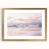 Extra large abstract art print with textured surface in vibrant gold and white tones, framed in gold.