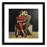 Abstract figurative art frame in matte black showcasing dynamic shapes and textures, perfect for modern home decor or gallery displays. Ideal for enhancing artistic spaces.