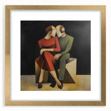 Abstract figurative frame with a gold mat, showcasing a modern artistic design, perfect for enhancing home decor and providing a touch of elegance.