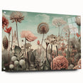 Abstract floral wall art displayed in a modern acrylic glass frame, showcasing vibrant colors and intricate designs, elevated by decorative pins for a striking visual impact. Ideal for home decor or art enthusiasts seeking unique pieces.