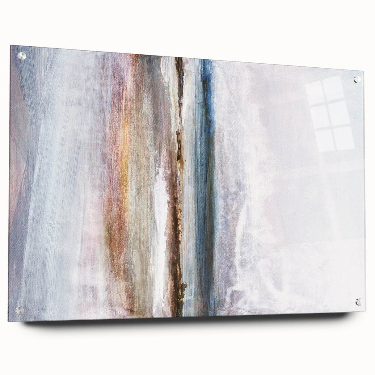 Abstract landscape wall art displayed in a modern acrylic frame, showcasing vibrant colors and intricate textures, ideal for contemporary home decor.