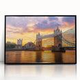 Framed acrylic landscape artwork of a bridge, showcasing vibrant colors and intricate details, set against a black background, ideal for modern home decor.