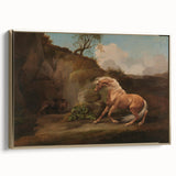 Realistic Horse and Lion Painting - George Stubbs Realism Art Canvas Print