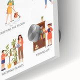 House Chores Educational Wall Art - Kids' Learning Poster