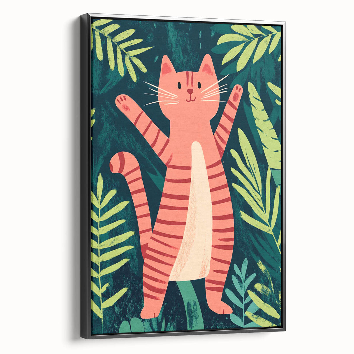 Happy Jungle Cat Illustration - Children's Wall Decor