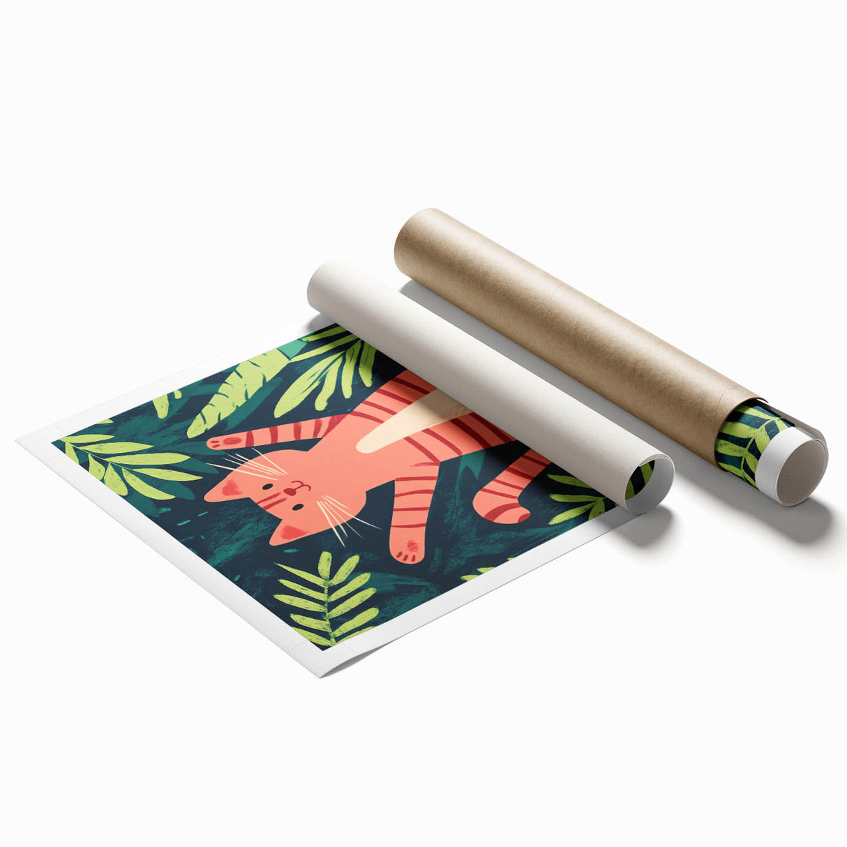 Happy Jungle Cat Illustration - Children's Wall Decor